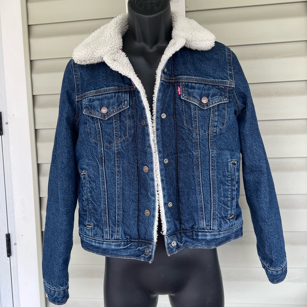 Levis Sherpa/Flannel Lined Reversible Denim Jacket Unisex Size S/P